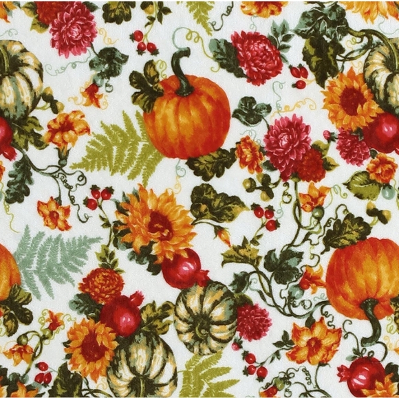 NEW FALL HARVEST PUMPKIN FLORAL VELVET PLUSH THROW BLANKET, 50" x 60" - Picture 4 of 4